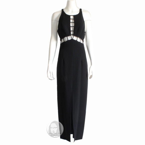 Vintage Cache Maxi Dress with Cut Outs Sexy Black Long Formal Dress Size 10 - Picture 1 of 10